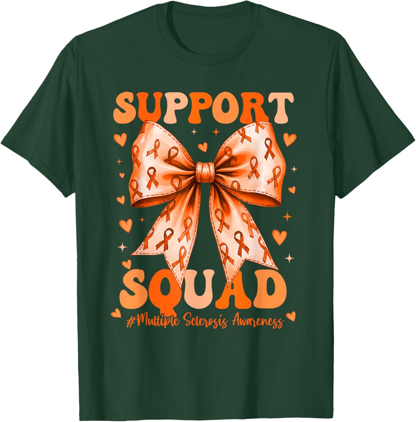 Support Squad Orange Ribbon Multiple Sclerosis Awareness MS T-Shirt - T-Shirt | Forest