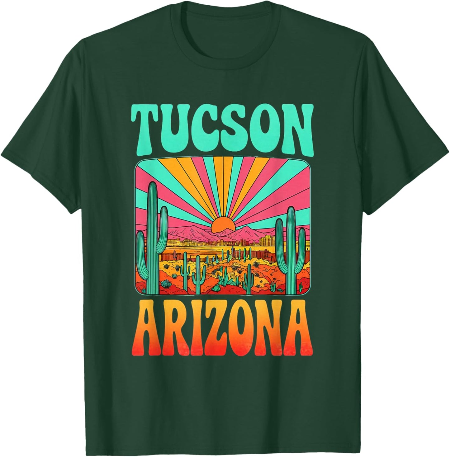 Vintage Tucson Arizona Desert Sunset Skyline Cityscape T-Shirt - T-Shirt | Forest