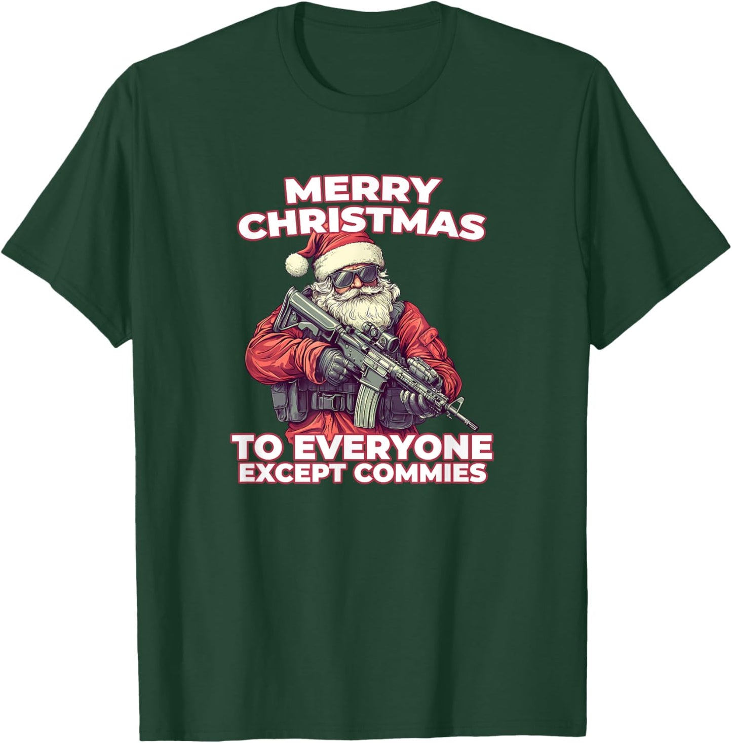 Merry Christmas Tactical Santa Claus Funny Holiday Wear T-Shirt - T-Shirt | Forest
