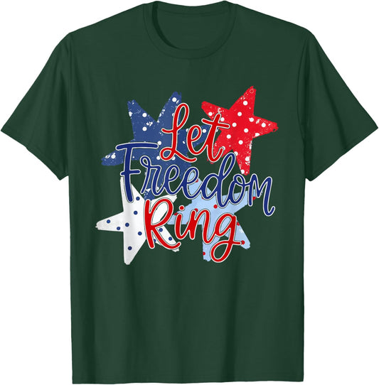 Let Freedom Ring Independence Day Cute Girly 4th of July T-Shirt - T-Shirt | Forest