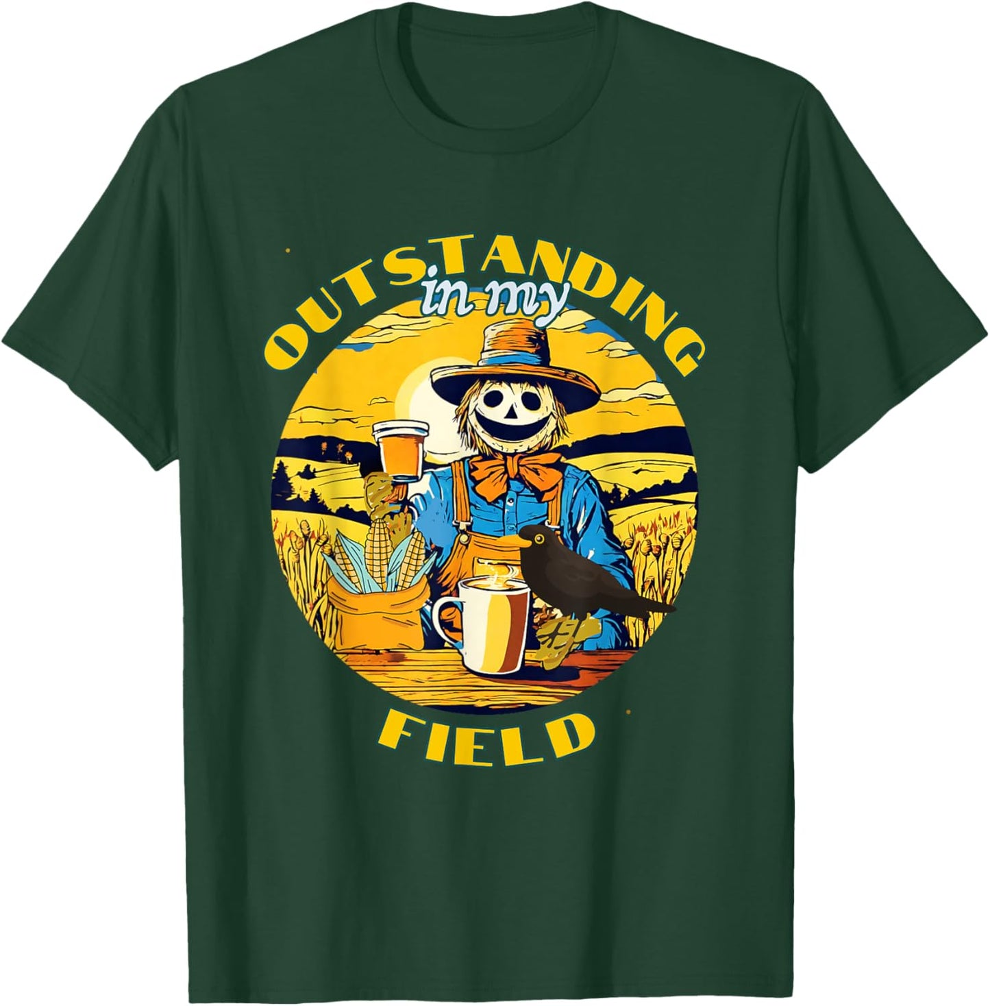 Funny Fall Scarecrow Outstanding in My Field Corn Maze T-Shirt - T-Shirt | Forest
