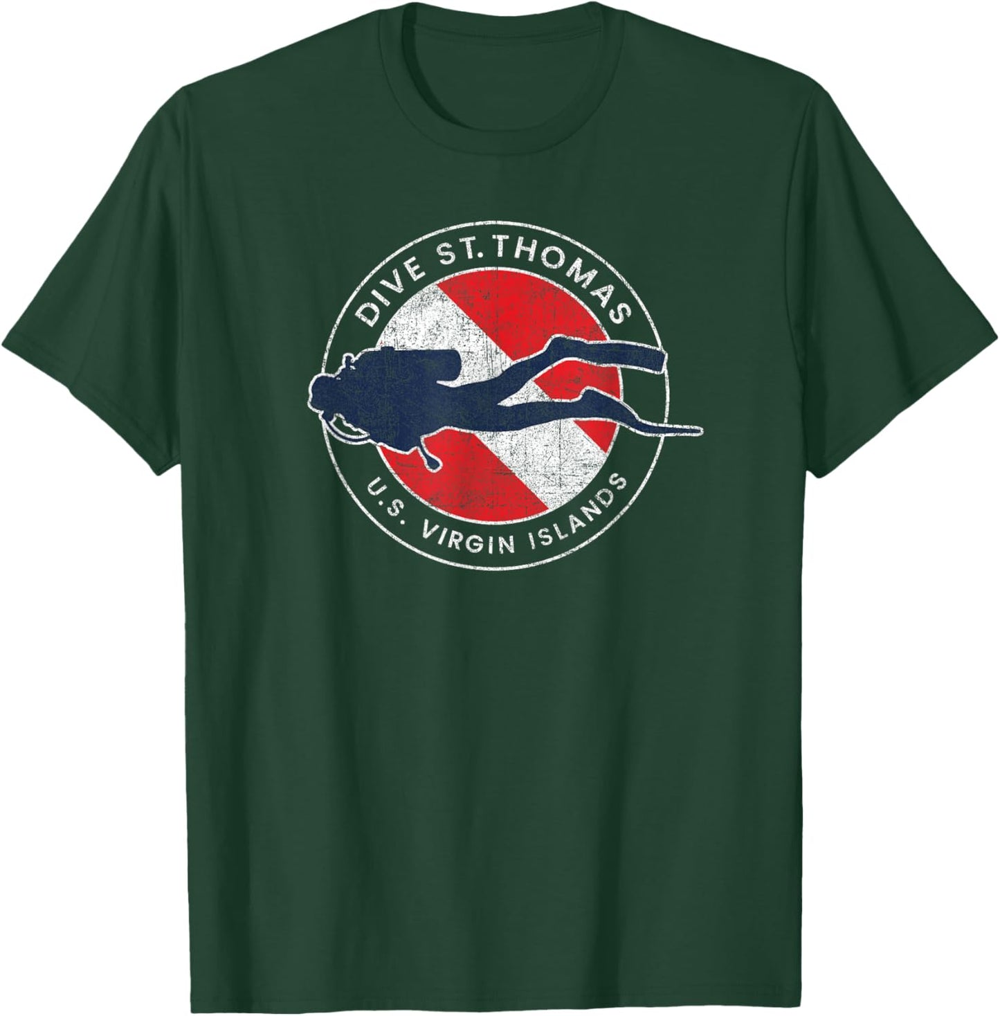 Vintage St Thomas USVI Scuba Dive Flag Vacation Souvenir T-Shirt - T-Shirt | Forest