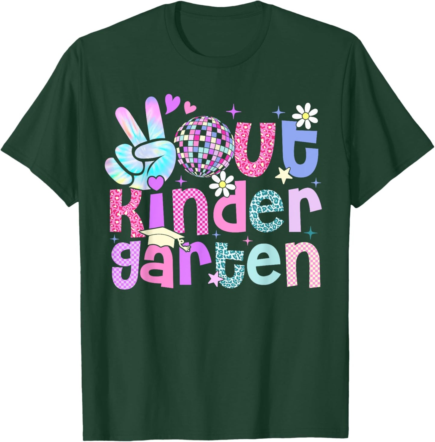 Peace Out Kindergarten Last Day Of Kindergarten Leopard T-Shirt - T-Shirt | Forest