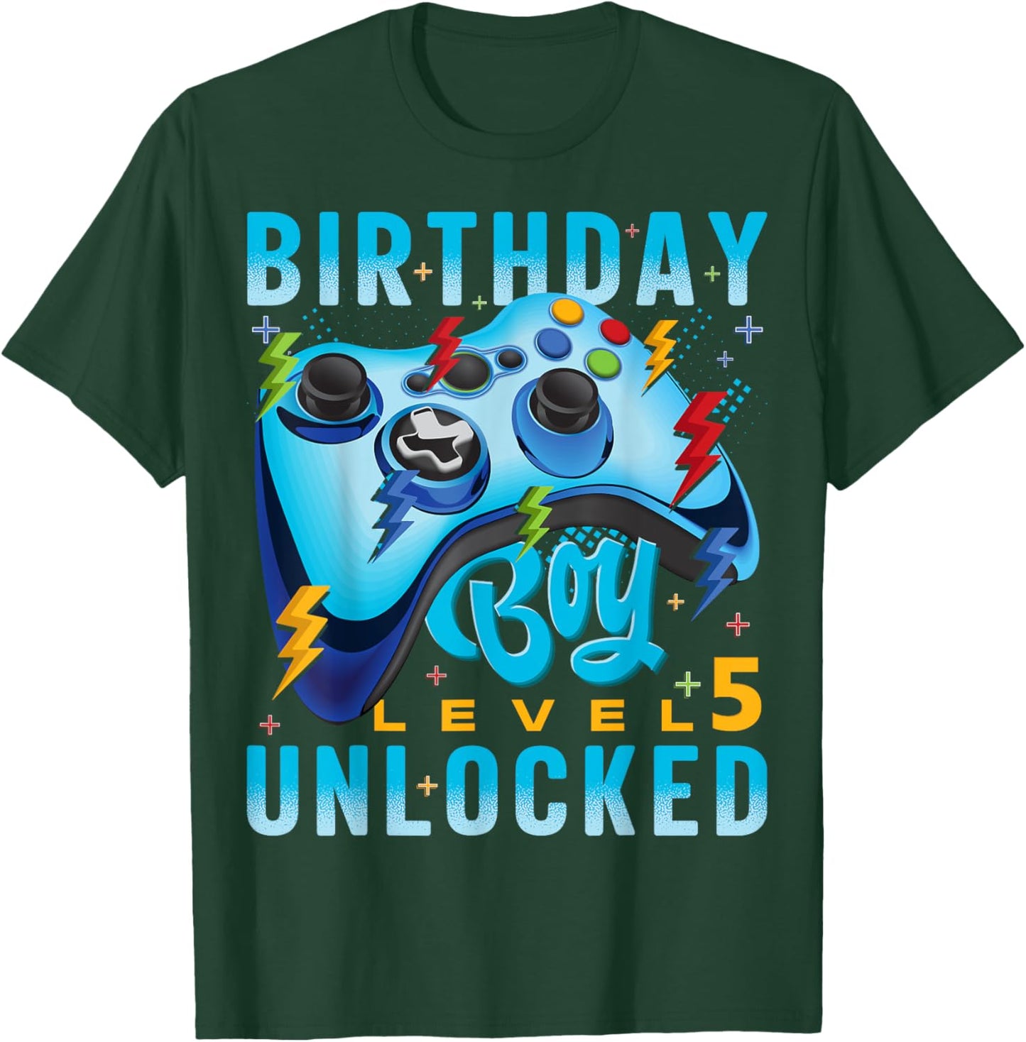 Level 5 Unlocked Birthday Boy Video Gamer 5th Birthday Boy T-Shirt - T-Shirt | Forest