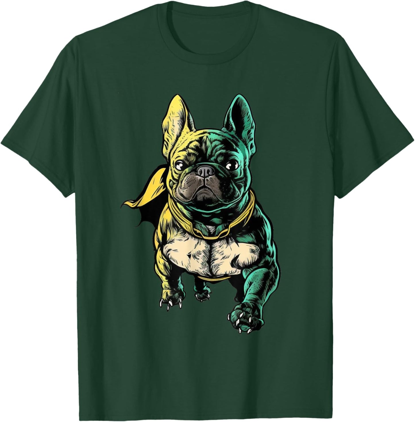 Superhero French Bulldog Red Cape Super Hero Dog T-Shirt - T-Shirt | Forest