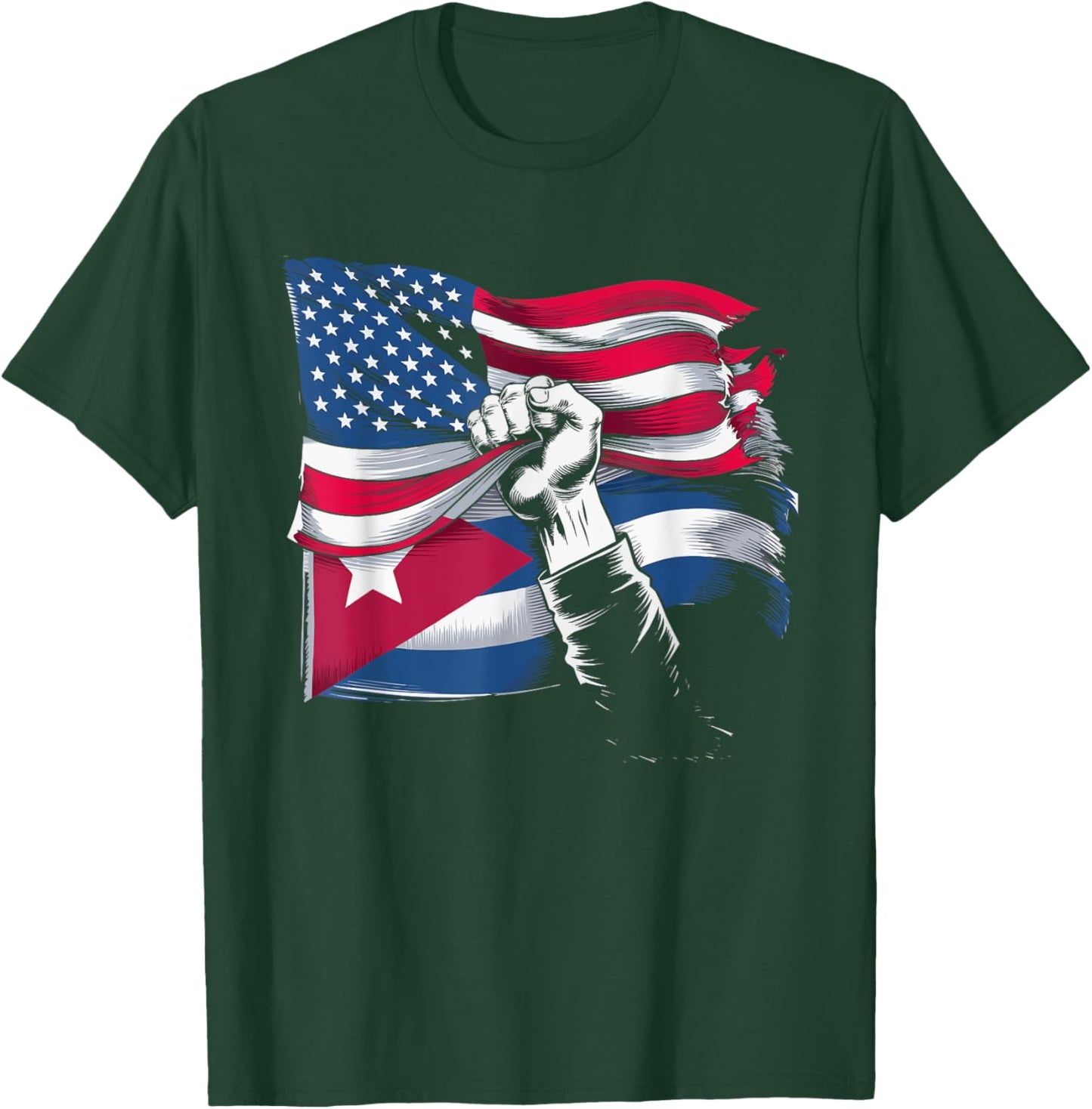 Half Cuban Half American Country USA Flag Cuba America T-Shirt - T-Shirt | Forest