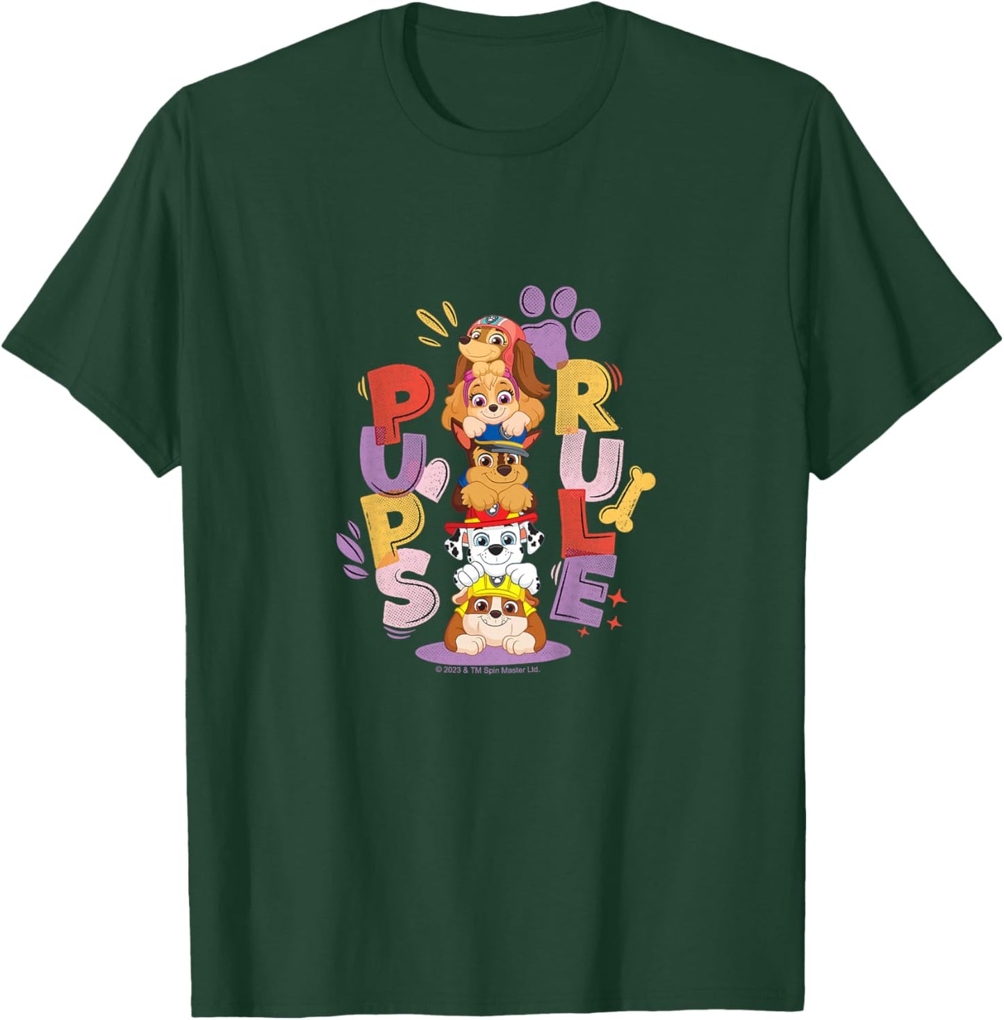Kids PAW Patrol Pups Rule Cute Colorful Stacked Group Shot T-Shirt - T-Shirt | Forest