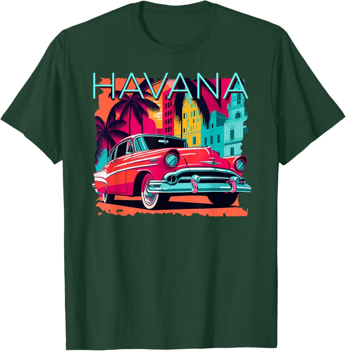 Havana Miami Spanish Cuban Flag Habana Vieja Retro Cuba T-Shirt - T-Shirt | Forest