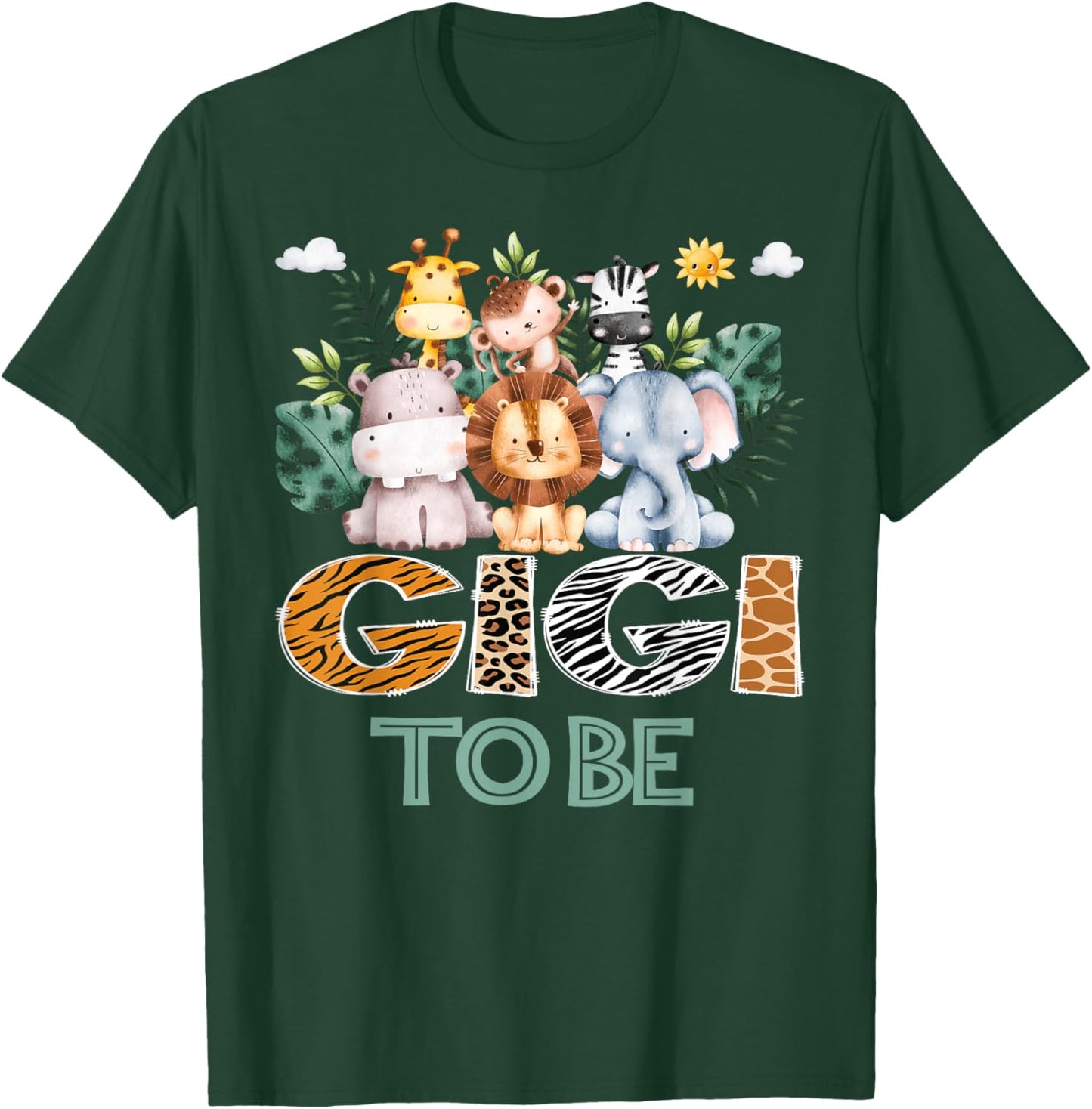 Soon To Be Gigi Jungle Animal Safari Gender Reveal T-Shirt - T-Shirt | Forest