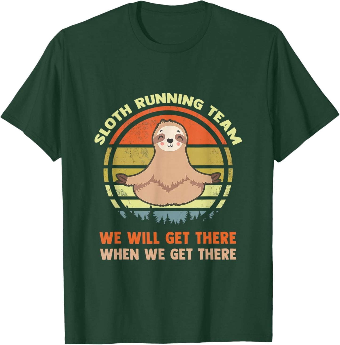 Funny Sloth Running Team Lazy Retro Vintage Humor Gift T-Shirt - T-Shirt | Forest