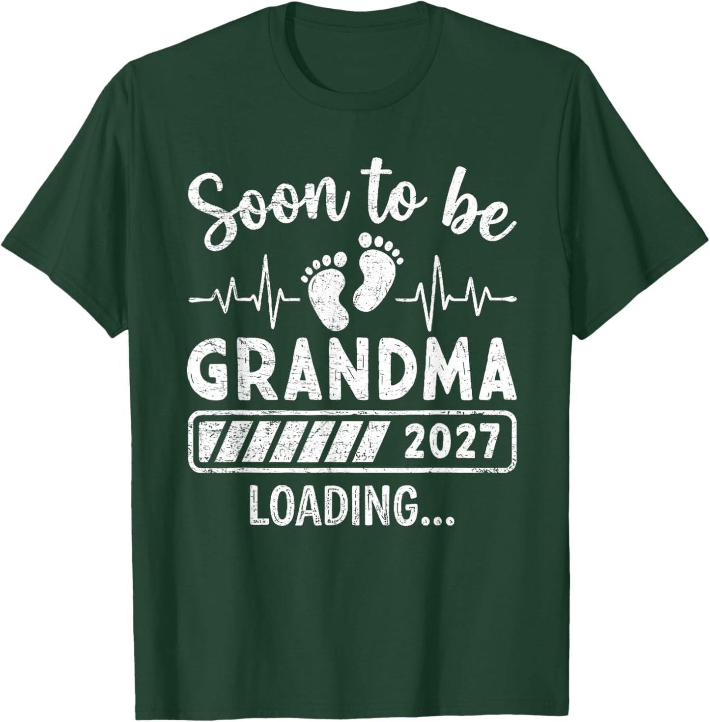 Retro Soon to Be Grandma 2027 Loading Pregnancy Announcement T-Shirt - T-Shirt | Forest