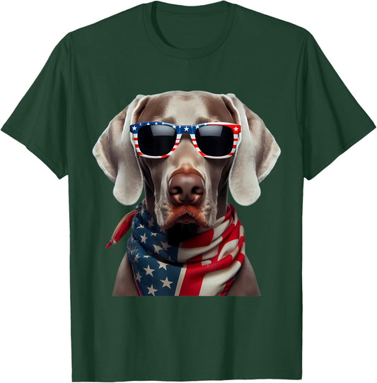 American Weimaraner Dog 4th Of July Incependence Day Owner T-Shirt - T-Shirt | Forest