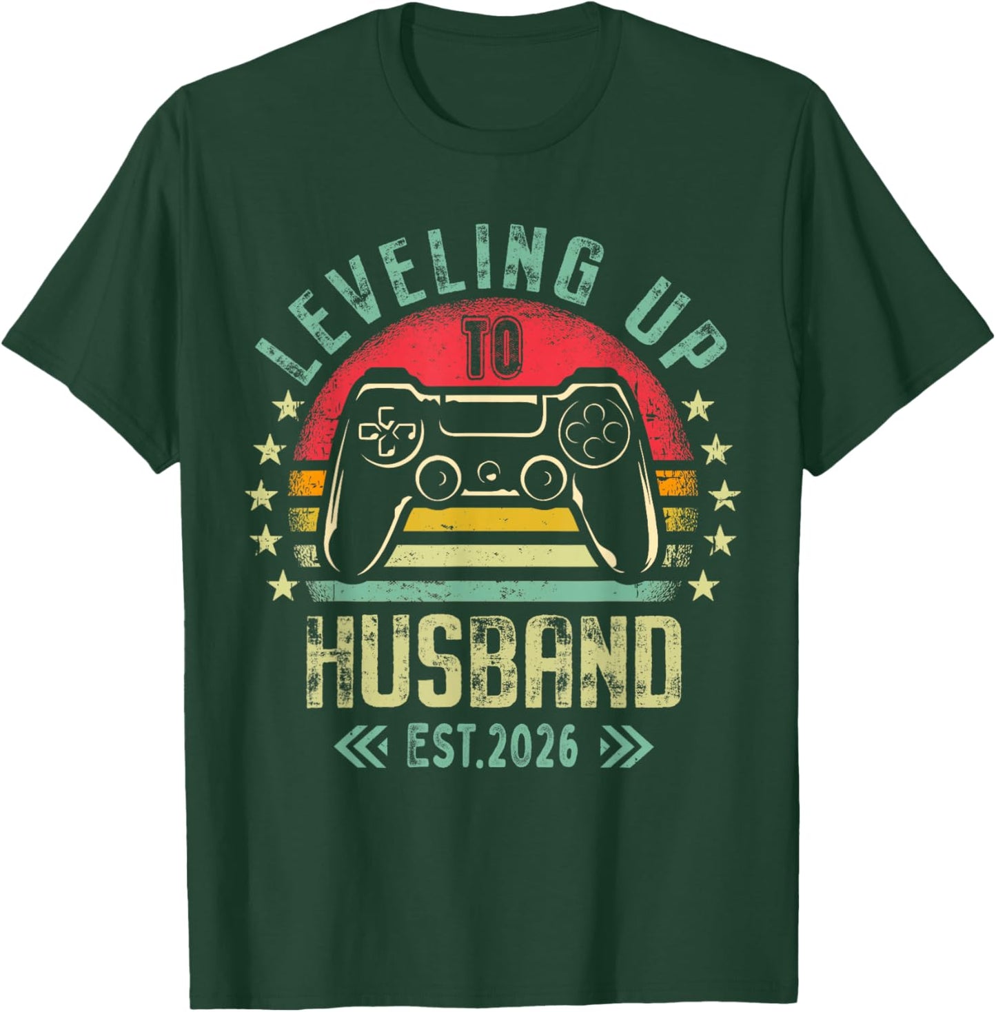 Engagement for Gamer Groom Leveling Up to Husband 2026 T-Shirt - T-Shirt | Forest