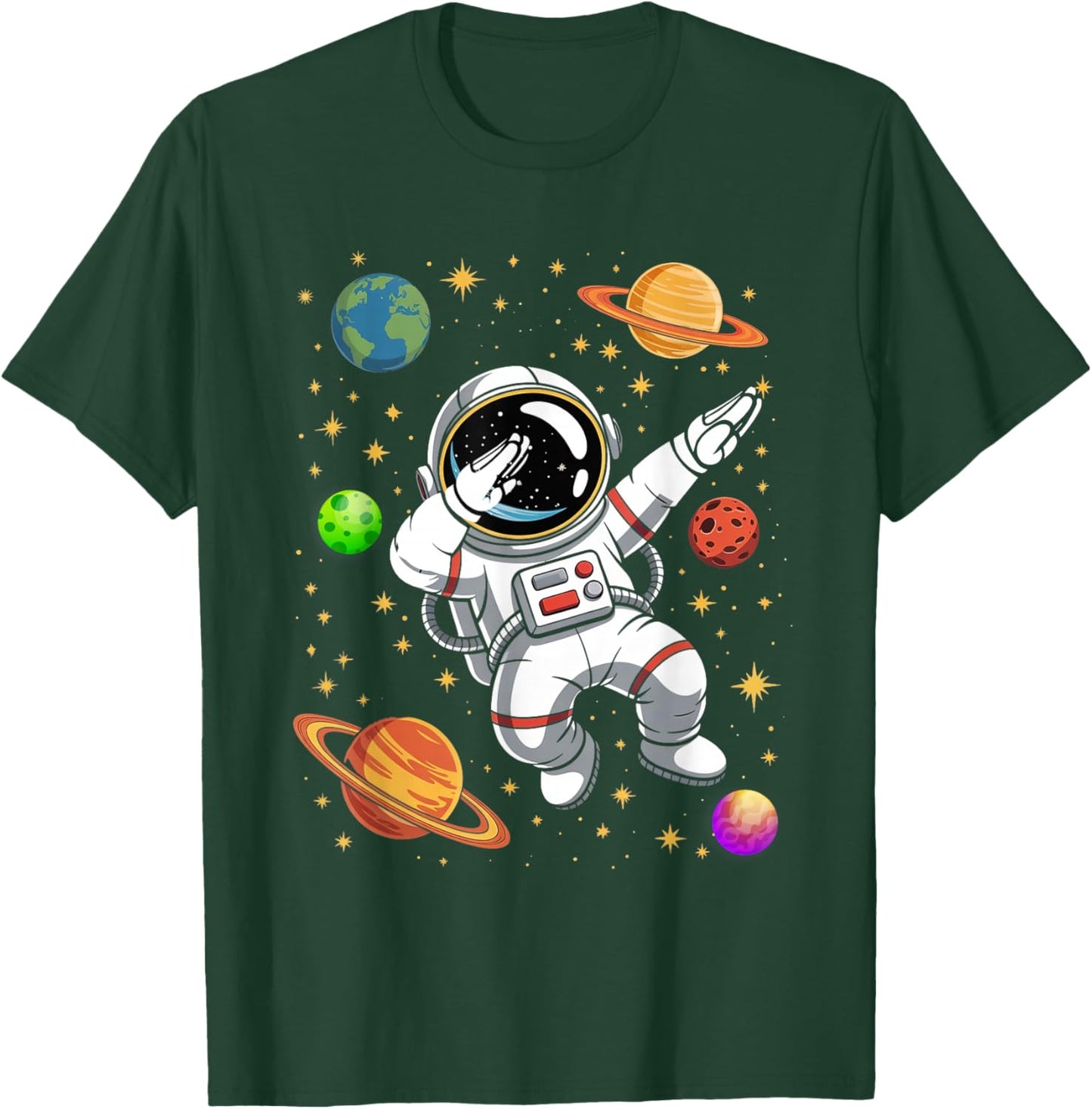 Dabbing Astronaut Boys Kids Youth Outer Space Planets Space T-Shirt - T-Shirt | Forest