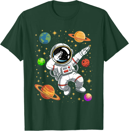 Dabbing Astronaut Boys Kids Youth Outer Space Planets Space T-Shirt - T-Shirt | Forest