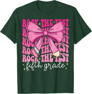 Rock The Test Day 5th Grade Teacher Fifth Grade Testing Day T-Shirt - T-Shirt | Forest