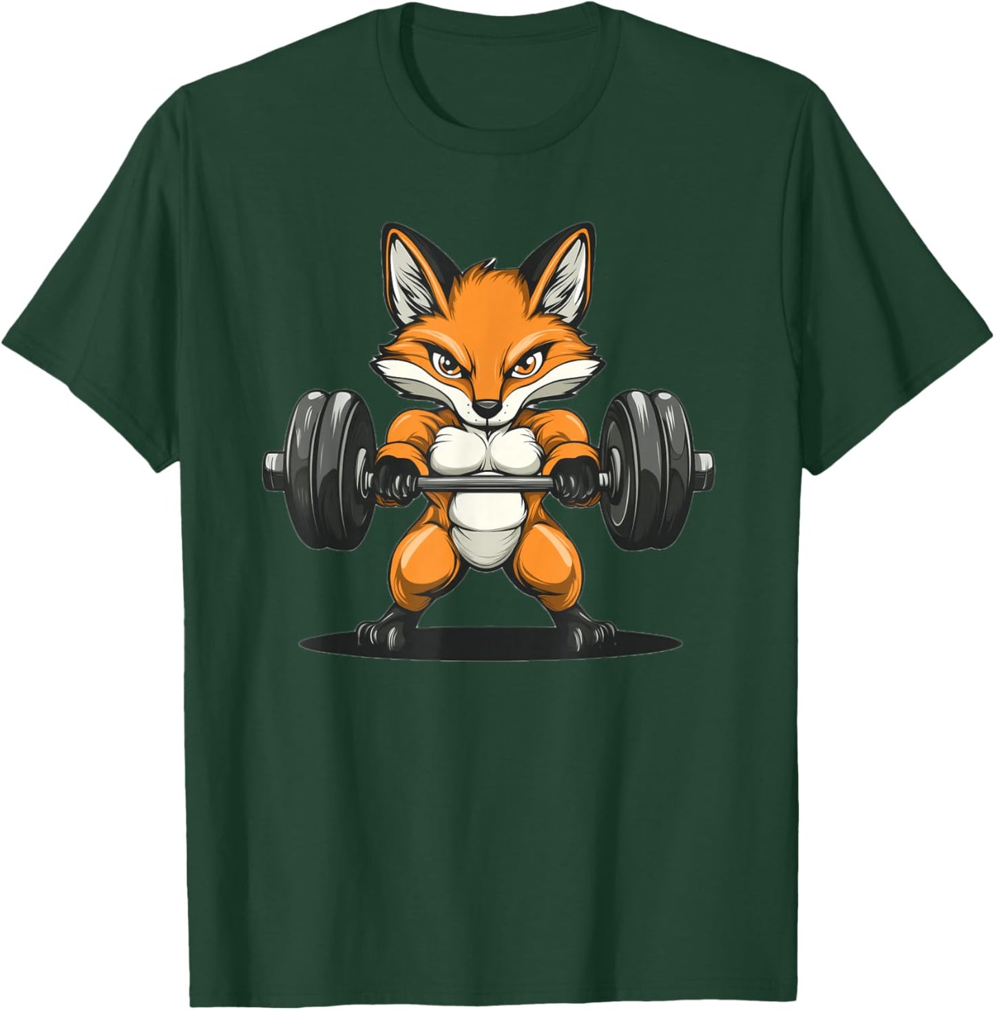 Fox Holding Dumbbells T-Shirt - T-Shirt | Forest