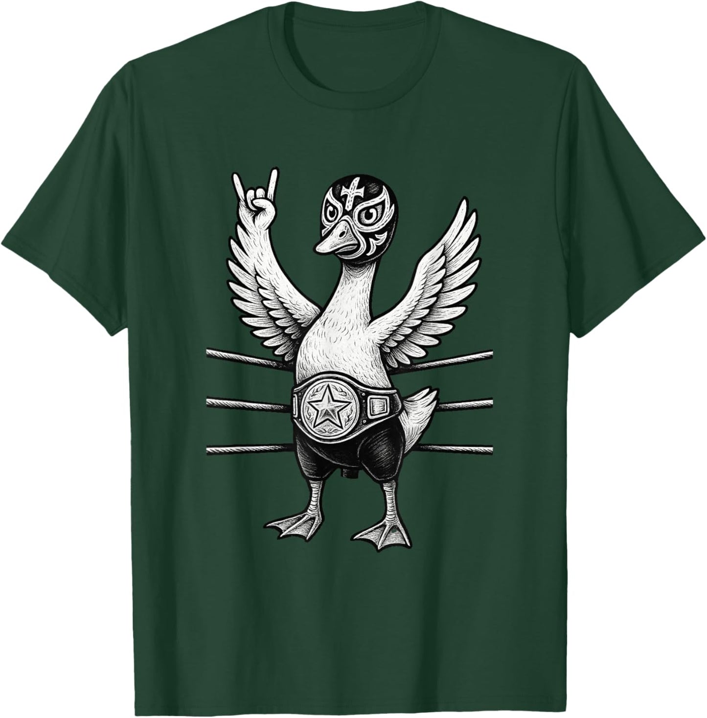 Funny Lucha Libre Mexican Wrestler Wrestling Mask Goose T-Shirt - T-Shirt | Forest