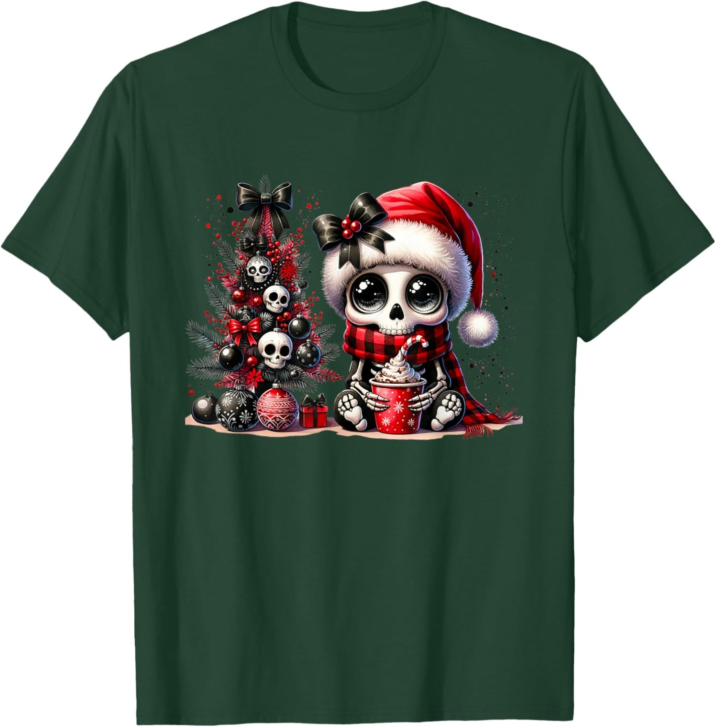 Cute Skeleton Skull Christmas Gothic Christmas Tree T-Shirt - T-Shirt | Forest