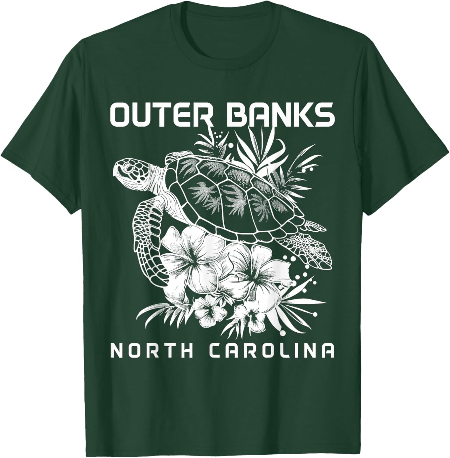 Outer Banks North Carolina Sea Turtle Surf Surfer T-Shirt - T-Shirt | Forest