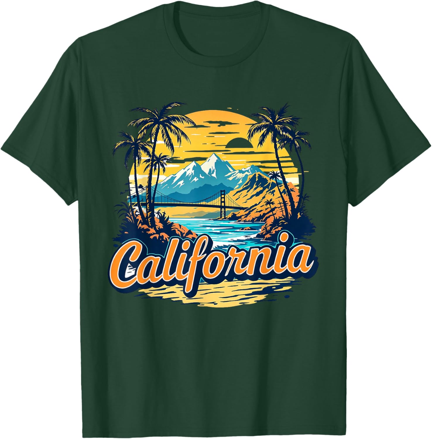 Retro California Home State CA Nature Sunset Vintage T-Shirt - T-Shirt | Forest