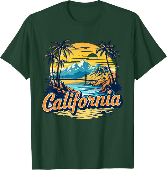 Retro California Home State CA Nature Sunset Vintage T-Shirt - T-Shirt | Forest