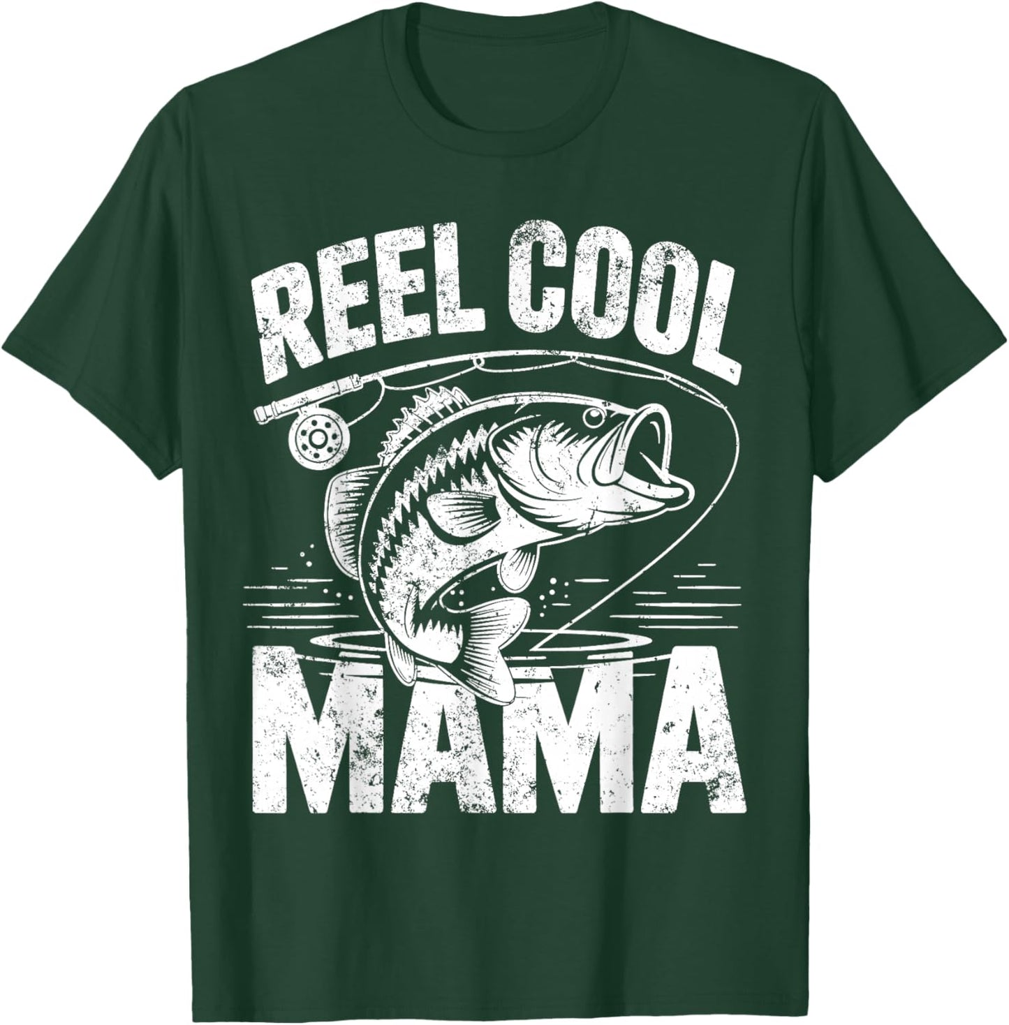 Reel Cool Mama Fishing Mom Gifts Mother's Day Fisherman Fish T-Shirt - T-Shirt | Forest