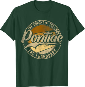 Pontiac MI | Michigan | Vintage Distressed , Small, Black T-Shirt - T-Shirt | Forest