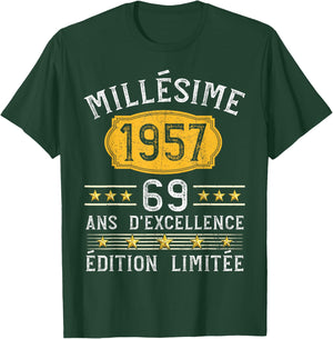 Millésime 1957 Cadeau 69 Ans Homme Anniversaire Humour T-Shirt - T-Shirt | Forest