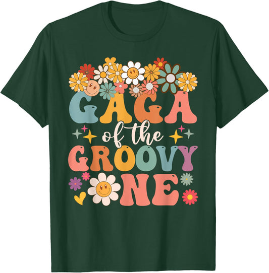 Retro Gaga of Groovy One Matching Family 1st Birthday Party T-Shirt - T-Shirt | Forest