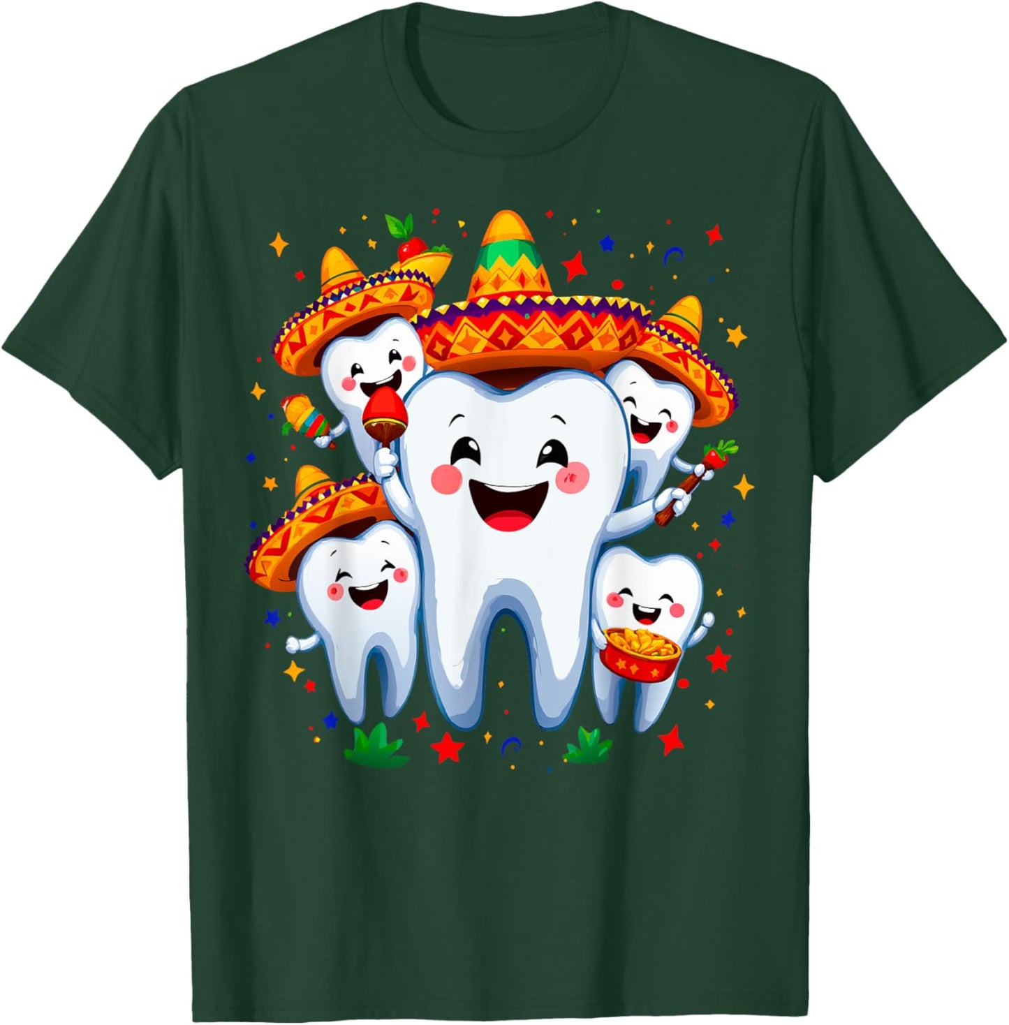 Funny Cinco de Mayo Dental Dentist Tooth Fiesta Sombrero T-Shirt - T-Shirt | Forest