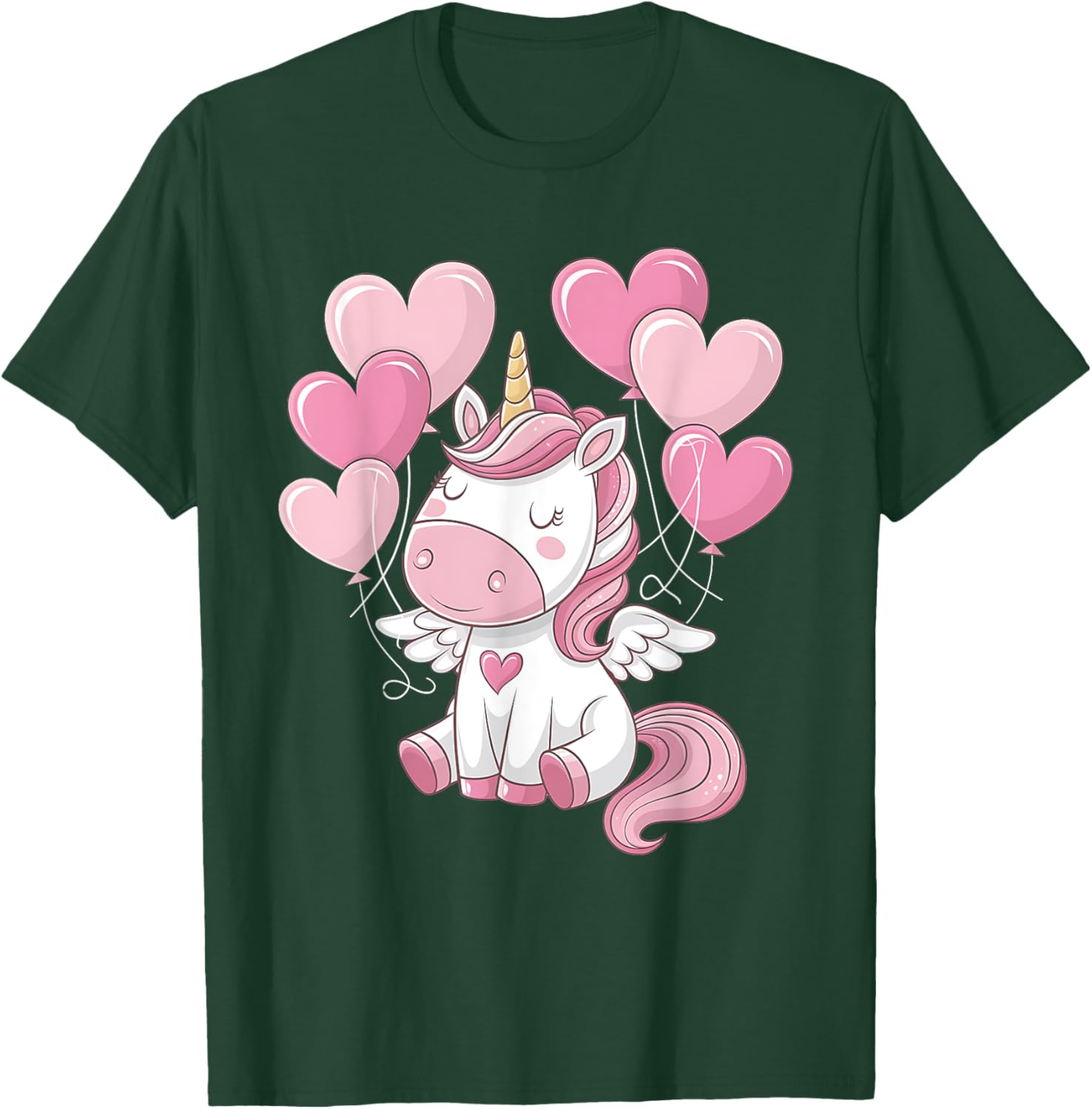 Unicorn Valentines Day Love Heart Rainbow Toddler Girl T-Shirt - T-Shirt | Forest