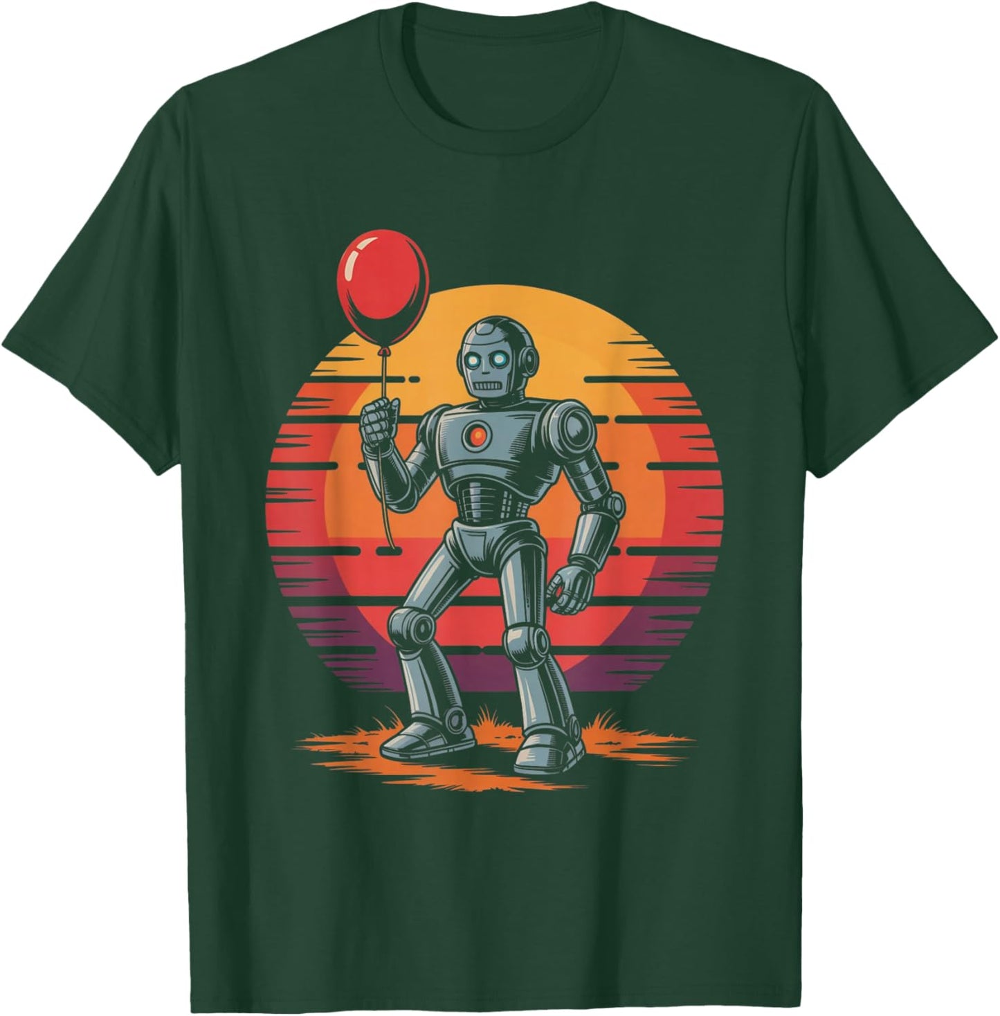 Robot with Balloon - Vintage Funny Robot Lover T-Shirt - T-Shirt | Forest