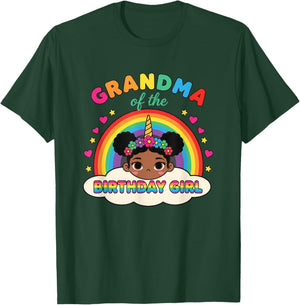 Grandparent Grandma of The Birthday Girl Rainbow Unicorn T-Shirt - T-Shirt | Forest