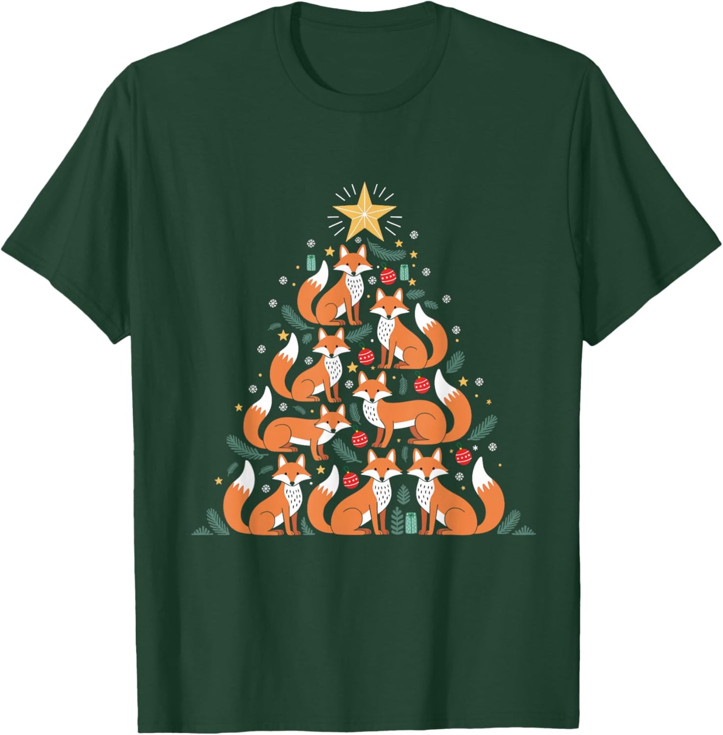 Fox Christmas Tree Fox Lover Christmas T-Shirt - T-Shirt | Forest