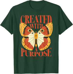 created with a purpose - Ephesians 2:10 Christian butterfly T-Shirt - T-Shirt | Forest