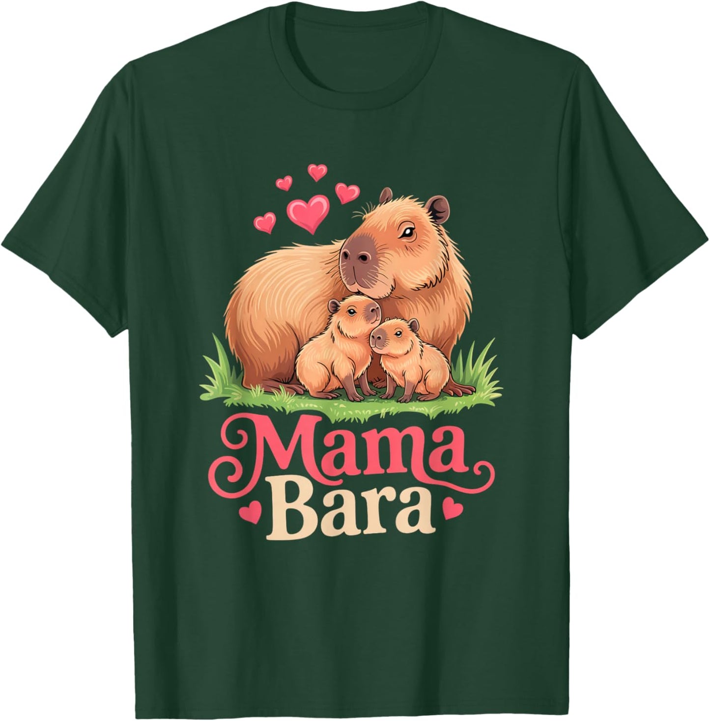Mamabara Capybara Funny Capy Family Mom Mothers Day T-Shirt - T-Shirt | Forest
