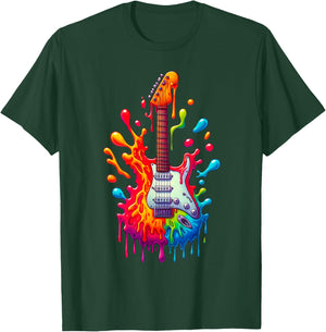 Colorful Electric Guitar Tie Dye Splash Cool Guitar Pick T-Shirt - T-Shirt | Forest