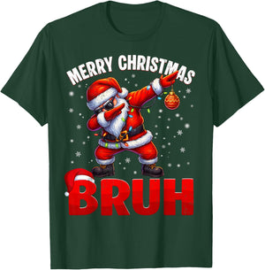 Bruh Merry Christmas Xmas Dabbing Santa Boys Kids T-Shirt - T-Shirt | Forest
