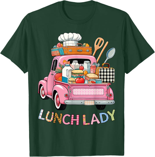 Cute Lunch Lady Truck Lunch Ladies Squad Cafeteria Crew T-Shirt - T-Shirt | Forest