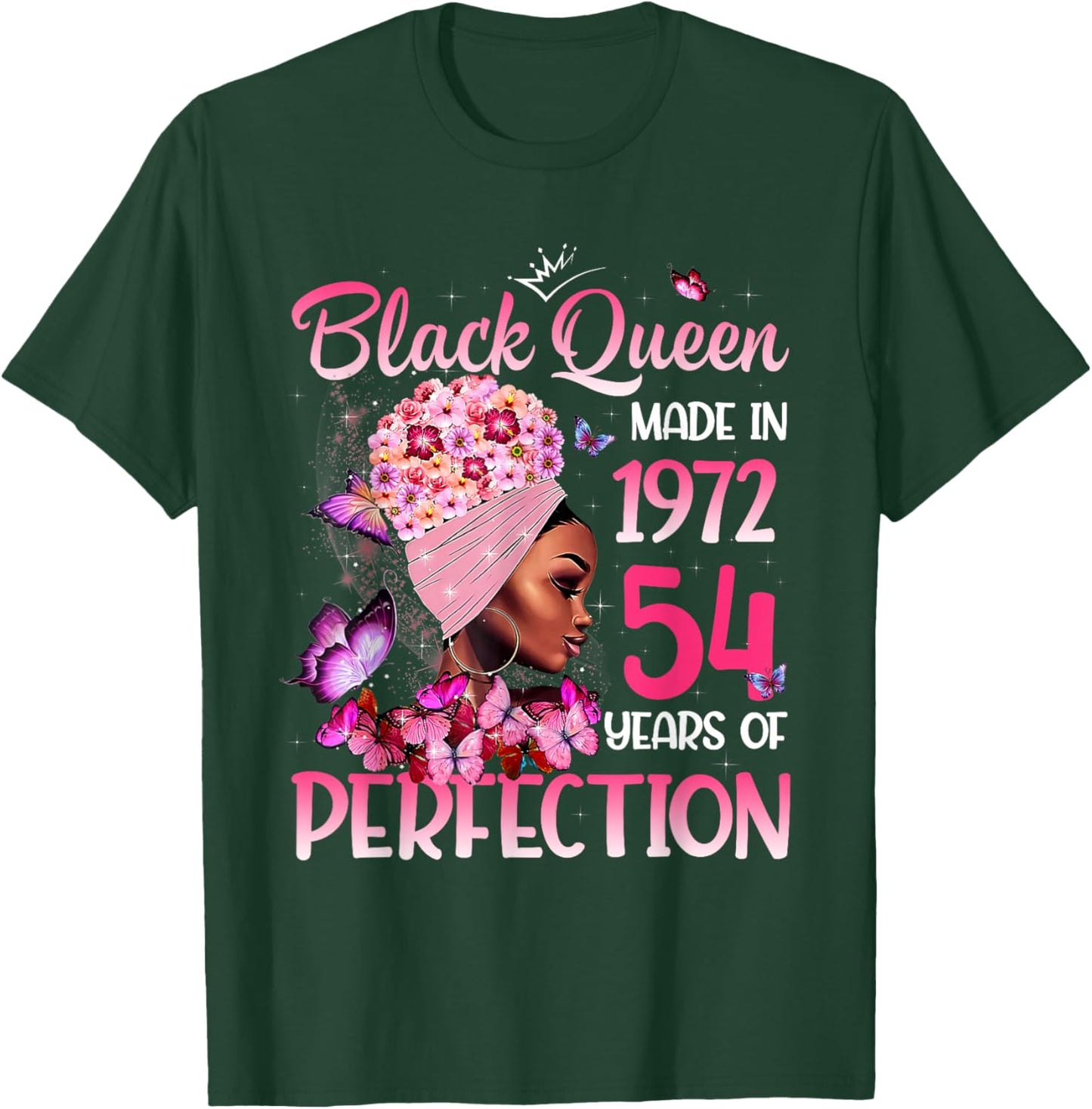 Black Queen Made in 1972 Floral 54th Birthday Afro Women T-Shirt - T-Shirt | Forest