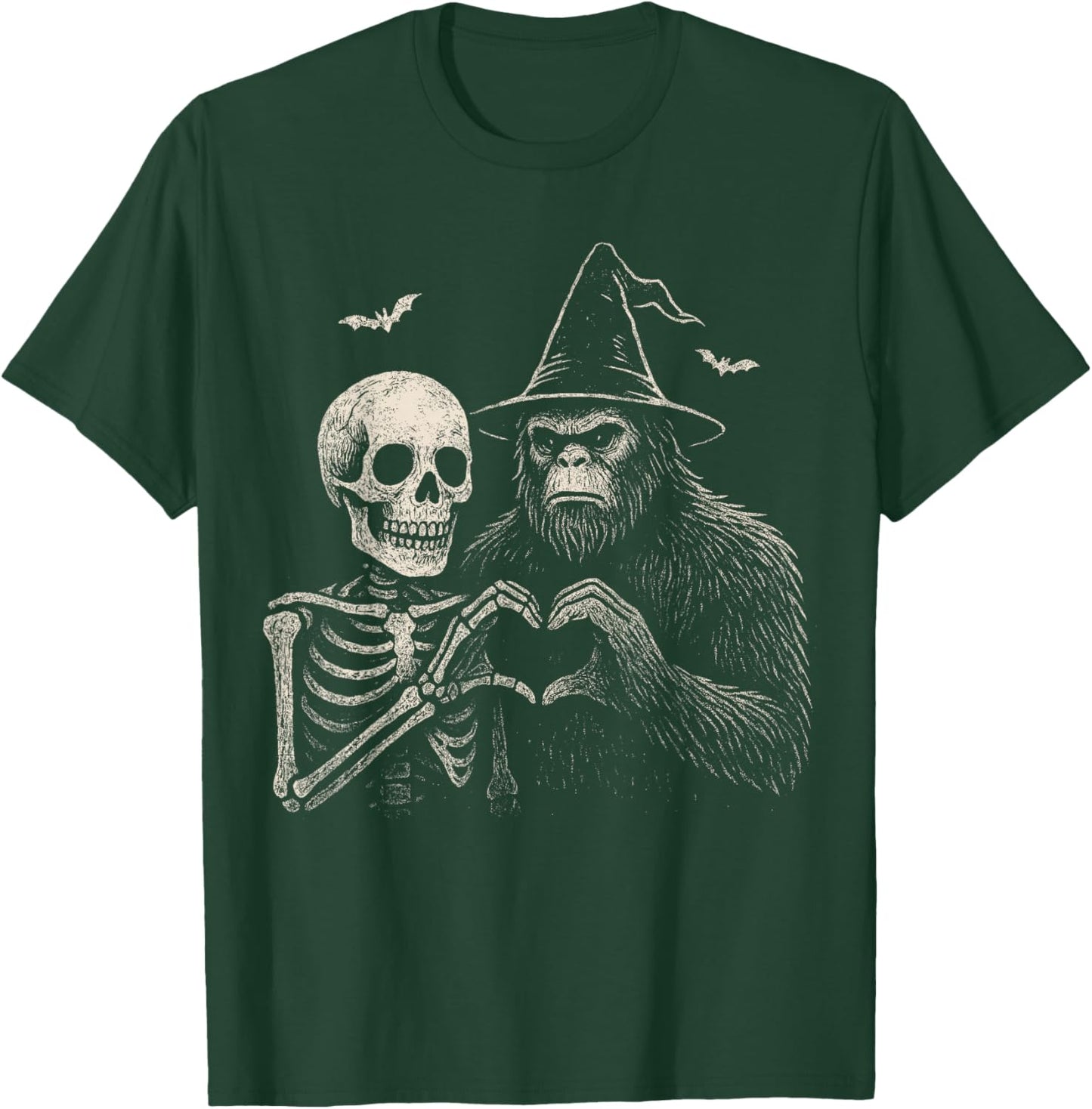 Funny Bigfoot Sasquatch Skeleton Halloween Love Men Spooky T-Shirt - T-Shirt | Forest