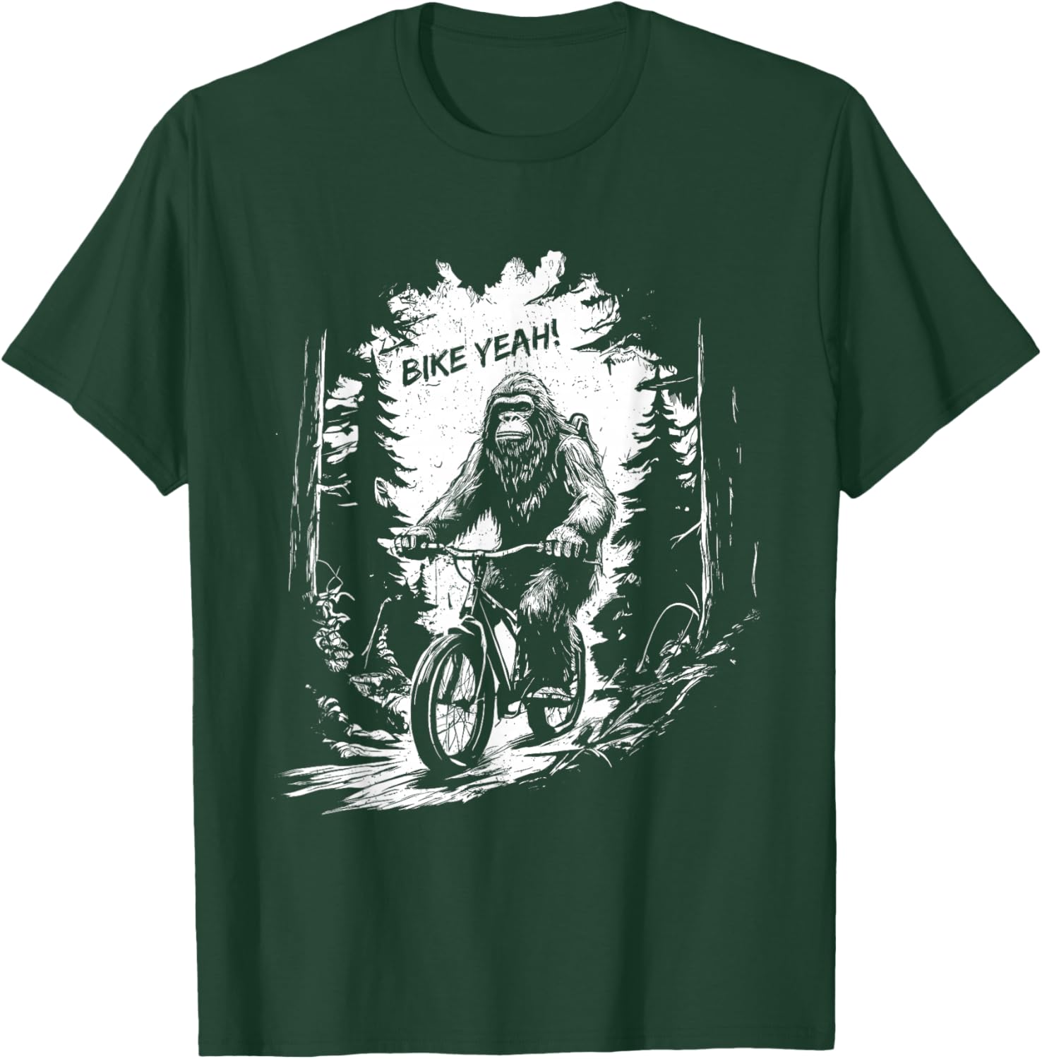 Bigfoot Riding Bicycle - Funny Bigfoot Sasquatch Bike Lover T-Shirt - T-Shirt | Forest