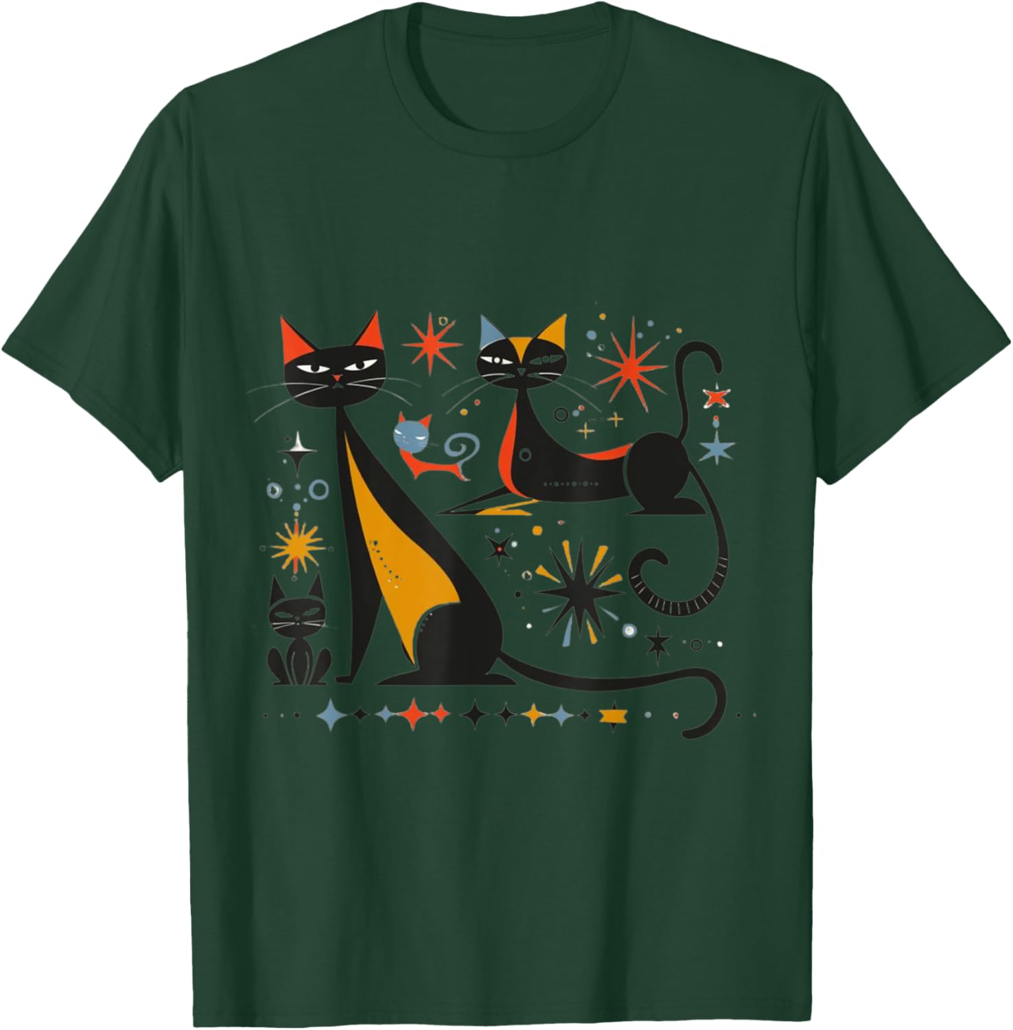 Vintage Retro Mid-Century Modern Look Cats 50s 60s Style T-Shirt - T-Shirt | Forest