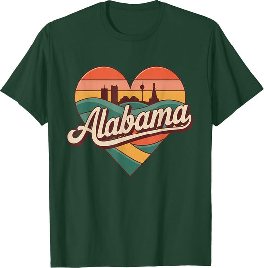 Alabama Vintage Heart - Retro Travel Souvenir T-Shirt - T-Shirt | Forest