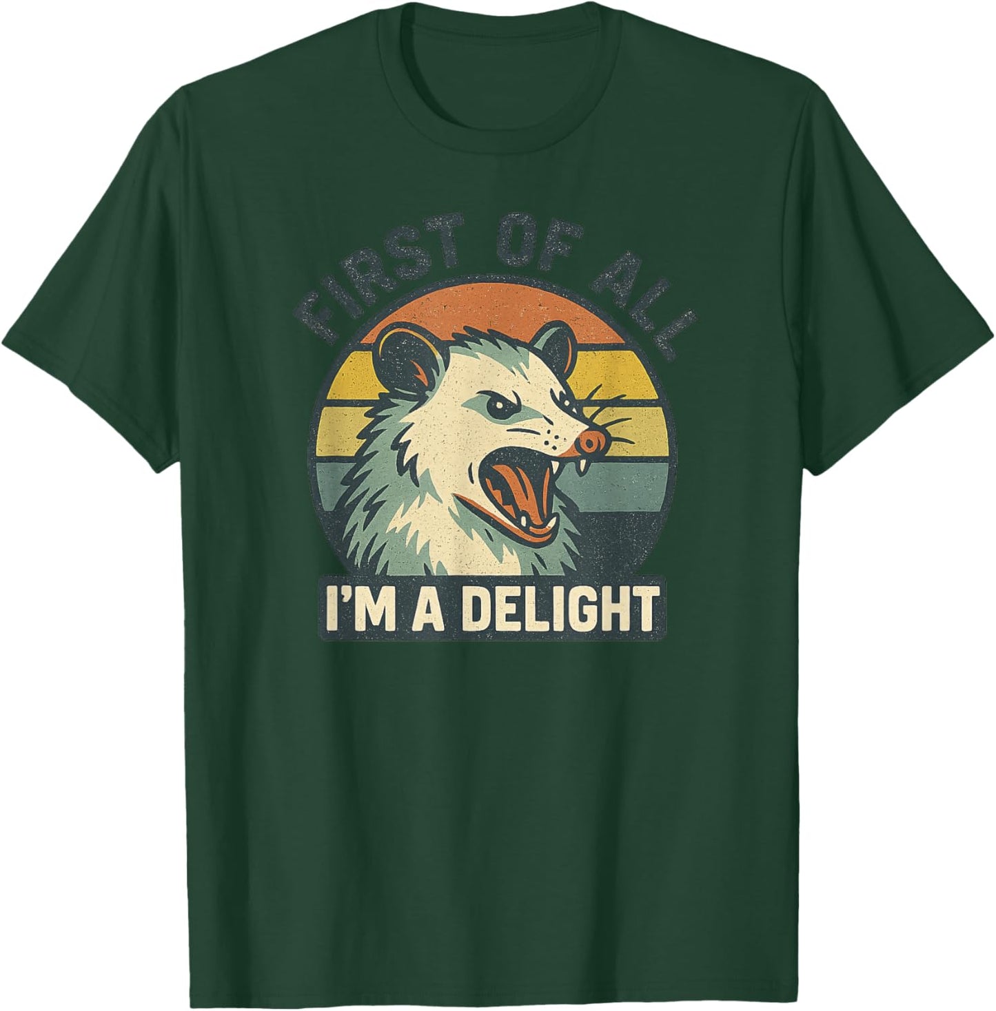Retro Screaming Possum Vintage Aesthetic 'First of All I'm T-Shirt - T-Shirt | Forest