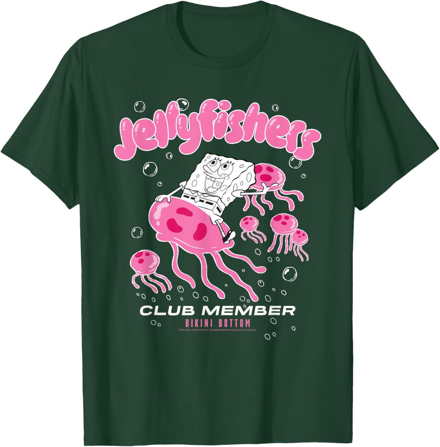 Spongebob Squarepants Jellyfishers Club Member Cartoon T-Shirt - T-Shirt | Forest