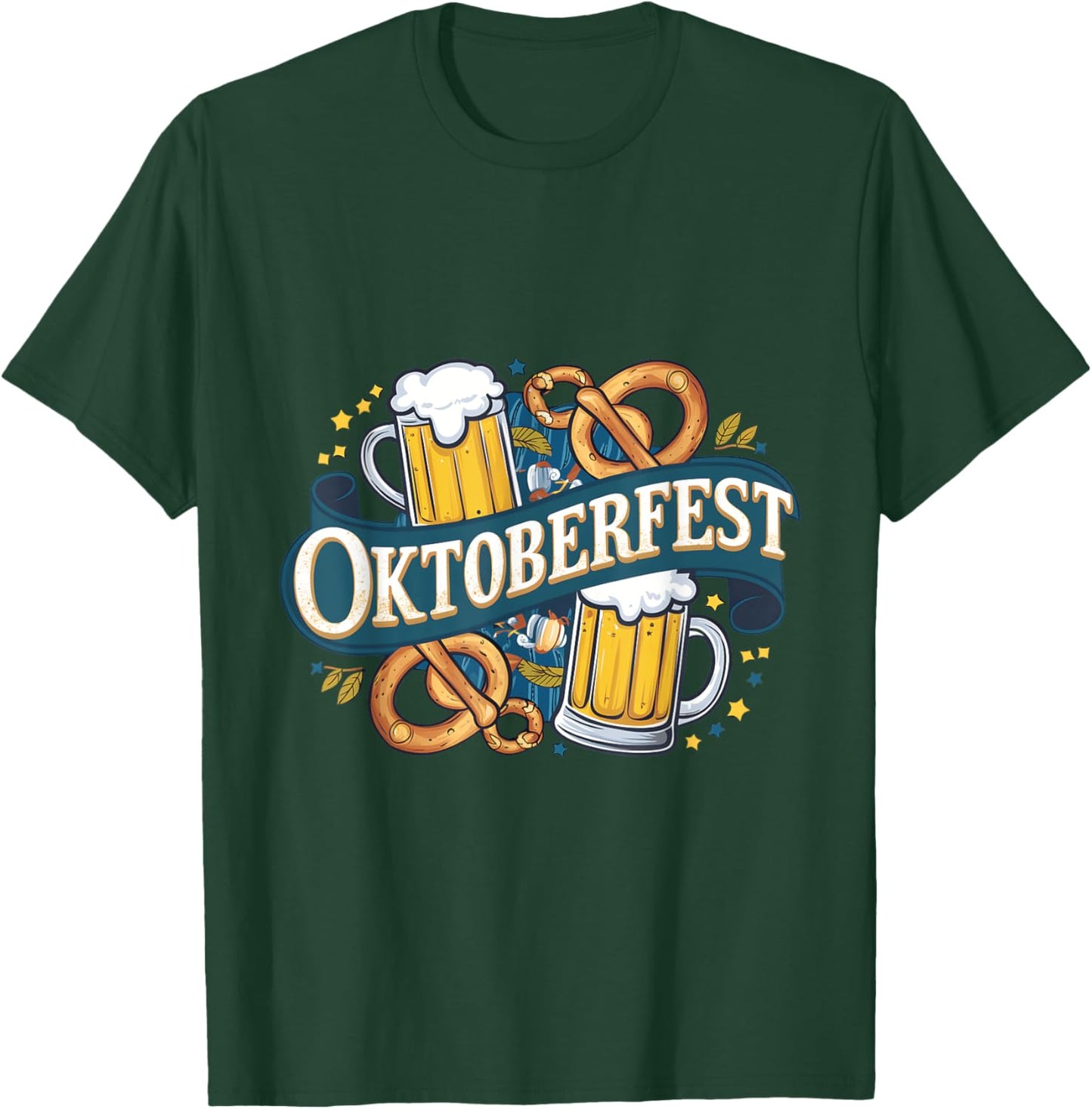 German Bavarian Oktoberfest Beer and Pretzel Party Art T-Shirt - T-Shirt | Forest