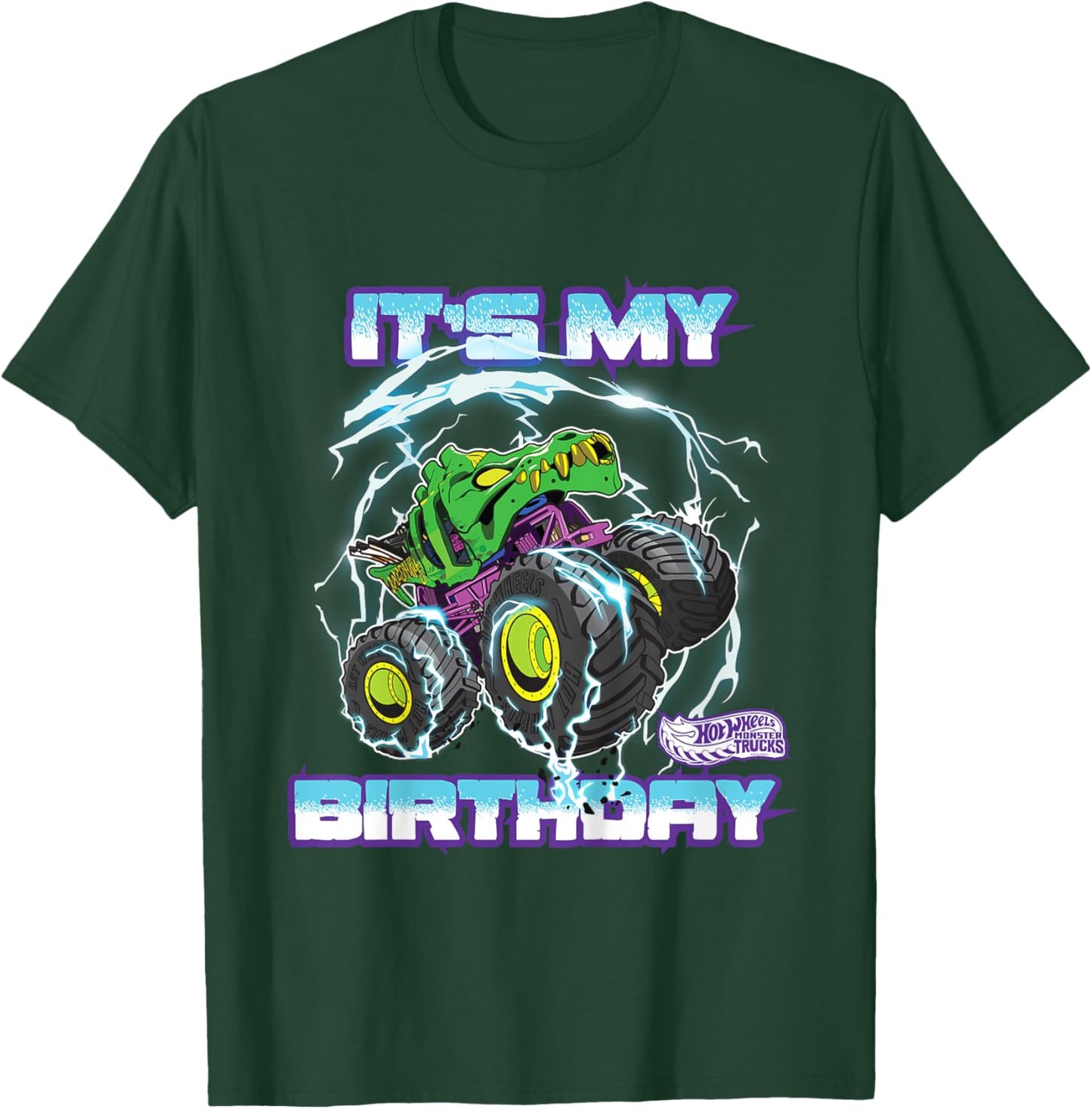 Kids Hot Wheels Monster Trucks - It's My Birthday Epic Crushing T-Shirt - T-Shirt | Forest