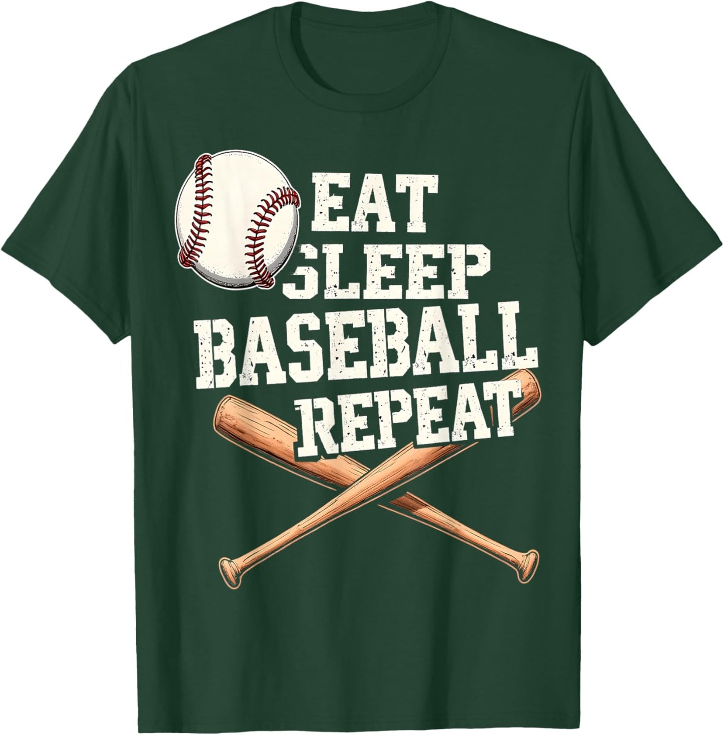 Eat Sleep Baseball Repeat Funny T-Shirt - T-Shirt | Forest